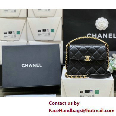 Chanel Grained Calfskin & Gold-Tone Metal Mini Flap Bag with Top Handle AS4472 Black 2025 (original quality)